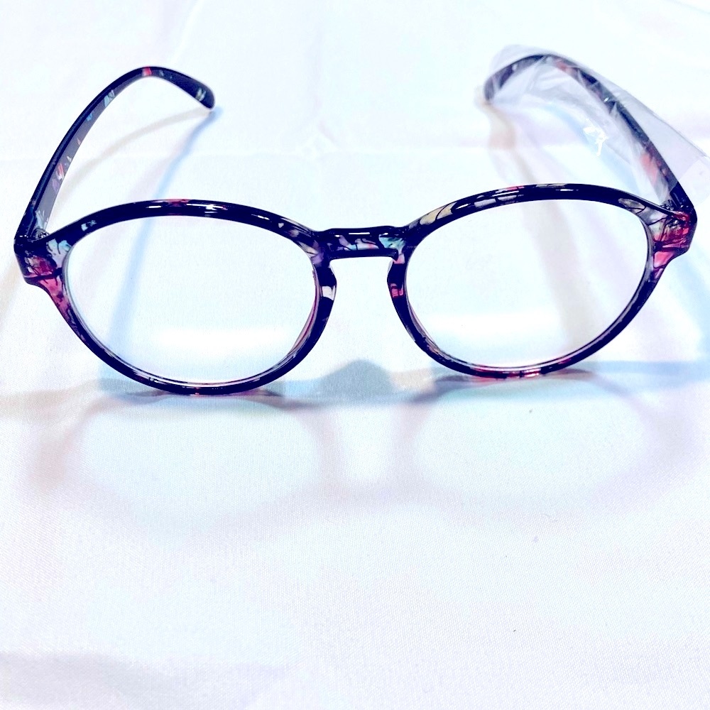 Computer Blue Light Blocking Pink Multi-Floral Clear Lens Eyewear Glasses